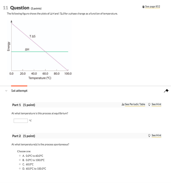 Solved 11 Question (2 points) a See page 852 The following | Chegg.com