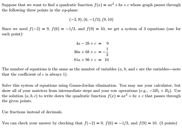 Solved Suppose that we want to find a quadratic function | Chegg.com