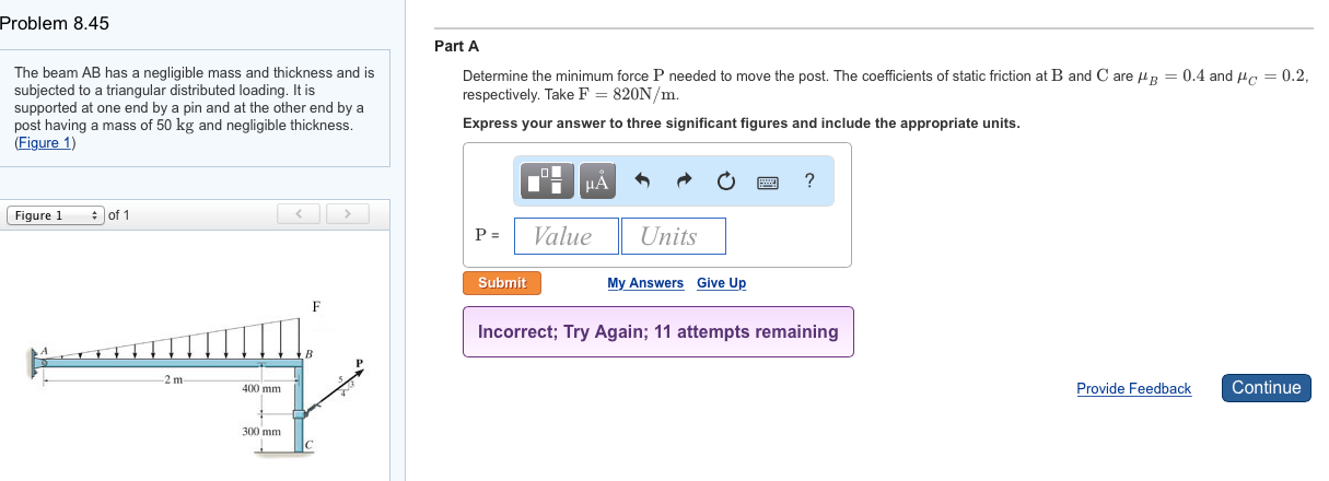 Solved The beam AB has a negligible mass and thickness and | Chegg.com
