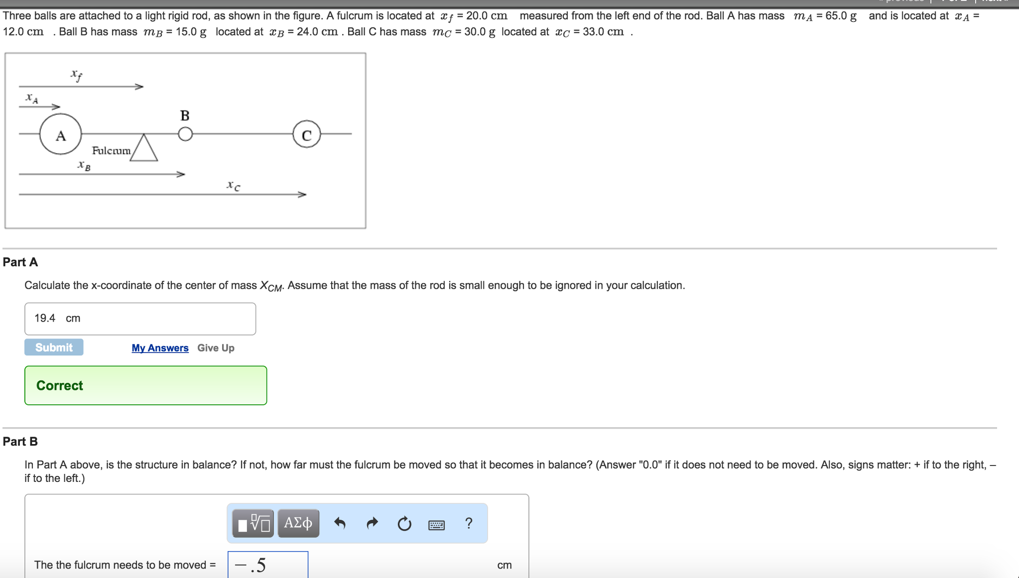 Solved I need help with part B, I HAVE tried .5, -5, .6, | Chegg.com