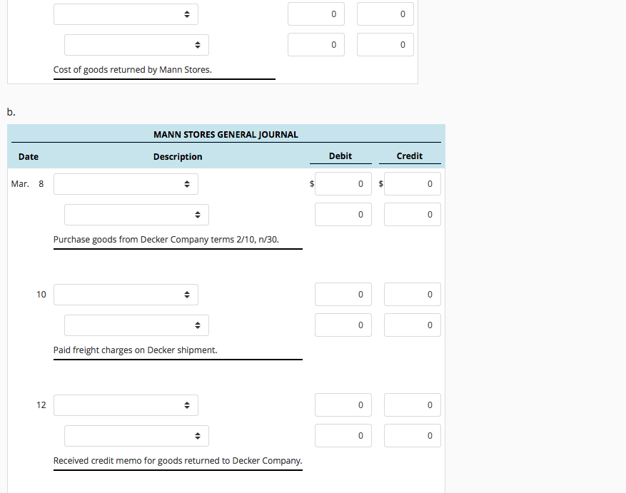 Solved Journal Entries for Merchandise Transactions on