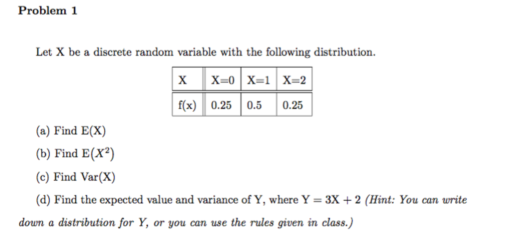 Solved Problem 1 Let X Be A Discrete Random Variable With | Chegg.com