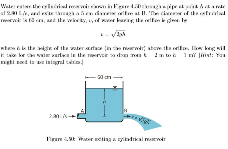Solved Water enters the cylindrical reservoir shown in | Chegg.com