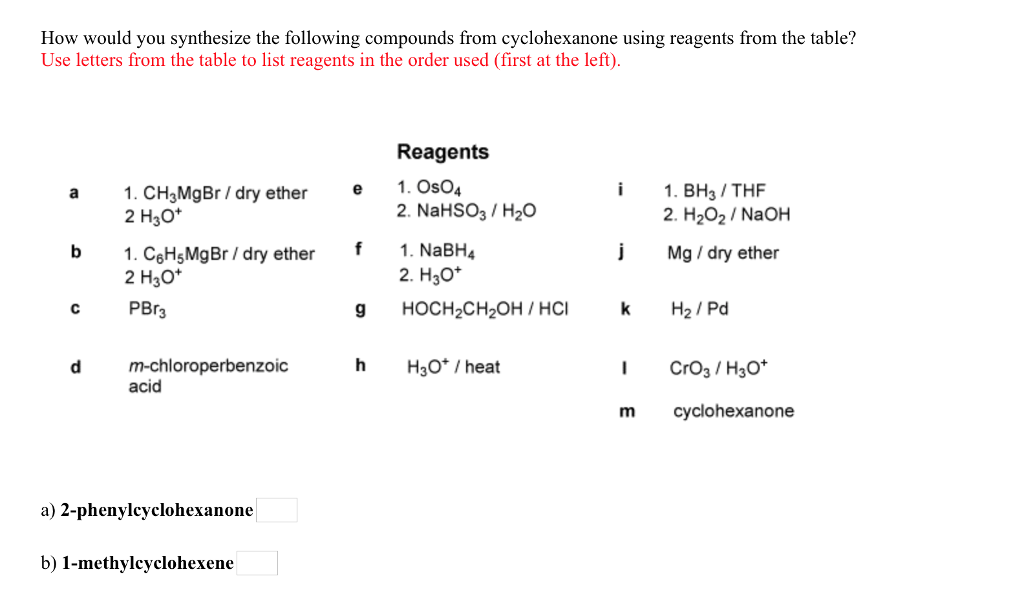 Solved How would you synthesize the following compounds from | Chegg.com