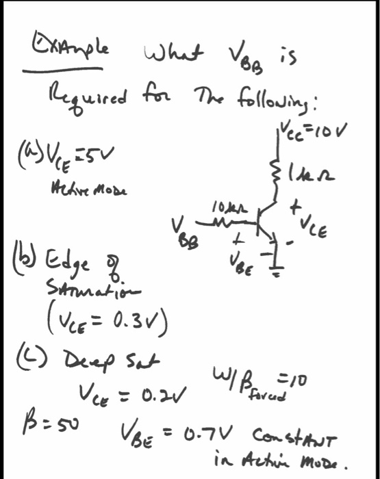 Solved Example what VBB is required for the following: VCE | Chegg.com