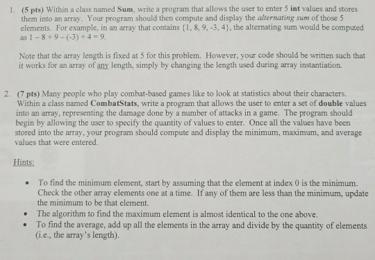 Solved 1. (5 pts) Within a class named Sum, write a program | Chegg.com