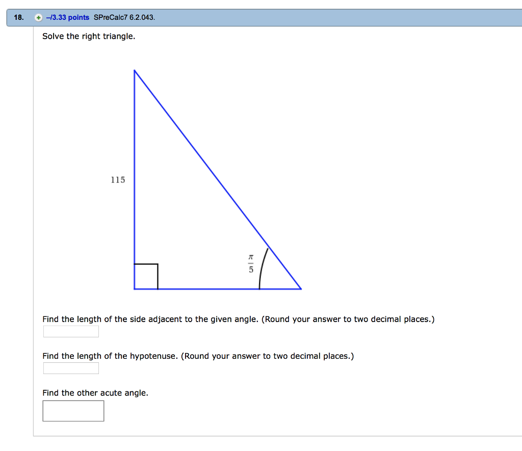 how to find length of triangle with hypotenuse and angle
