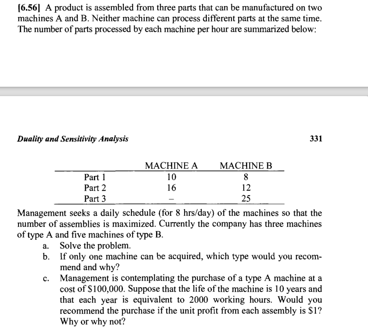 A product is assembled from three parts that can be