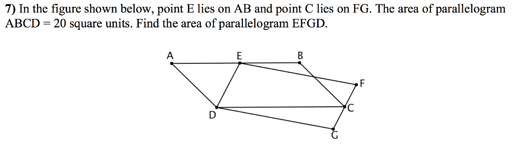 Solved 7) In the figure shown below, point E lies on AB and | Chegg.com