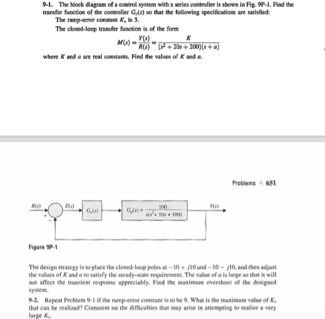 Solved The block diagram of a control system with a series | Chegg.com