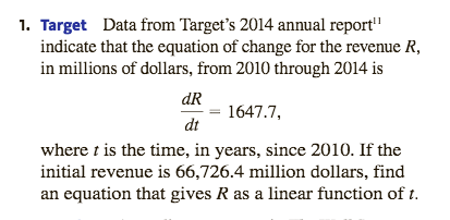 Solved 1. Target Data from Target's 2014 annual report