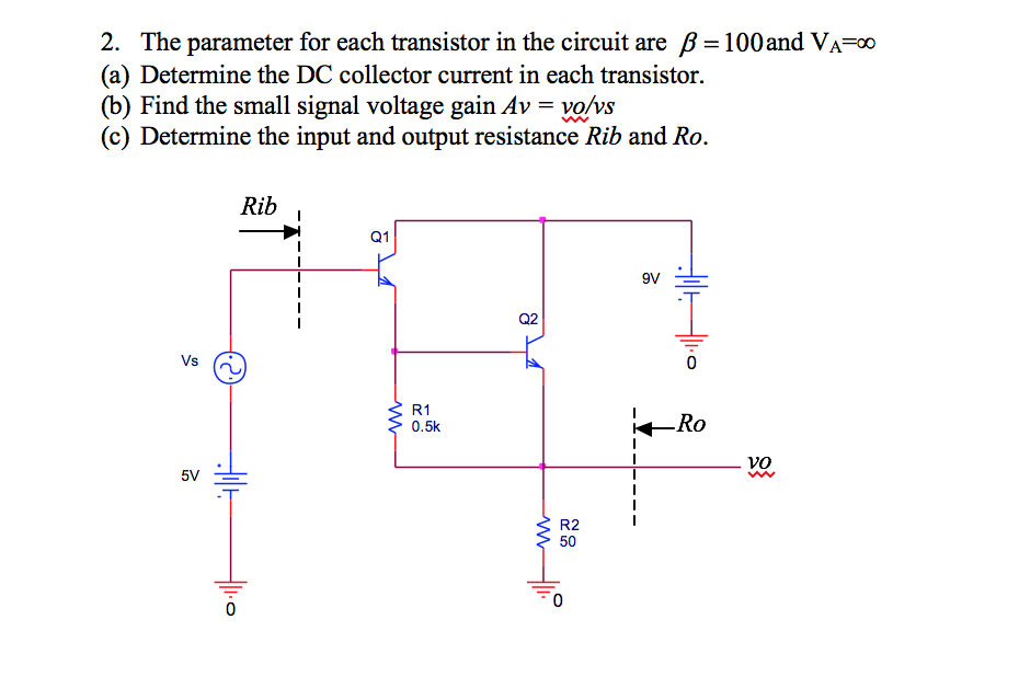 Solved 2. The parameter for each transistor in the circuit | Chegg.com