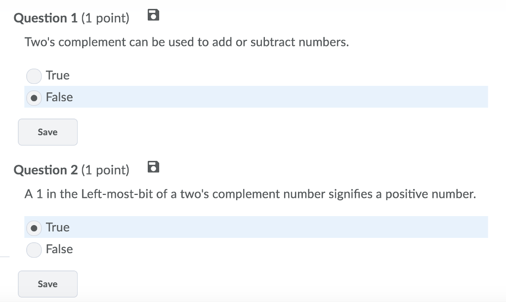 Solved Question 1 (1 point) Two's complement can be used to | Chegg.com