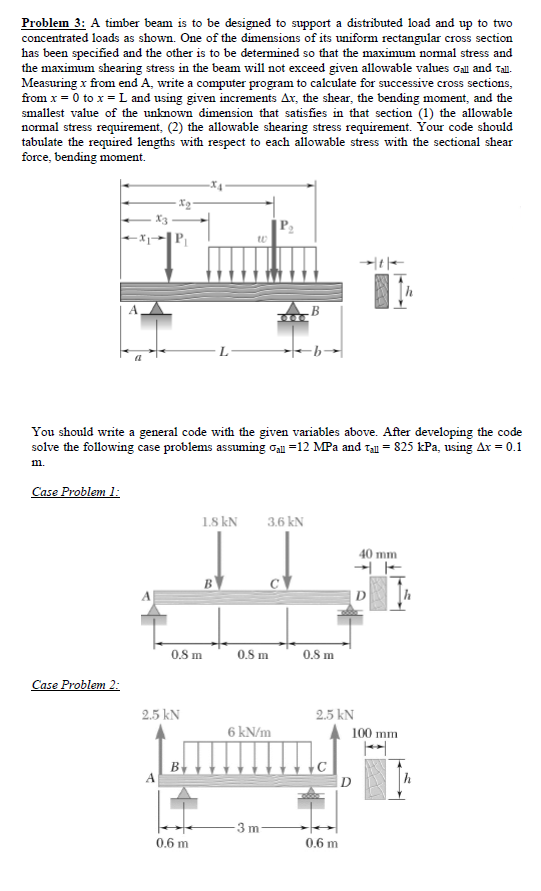 Solved Problem 3 A timber beam is to be designed to support