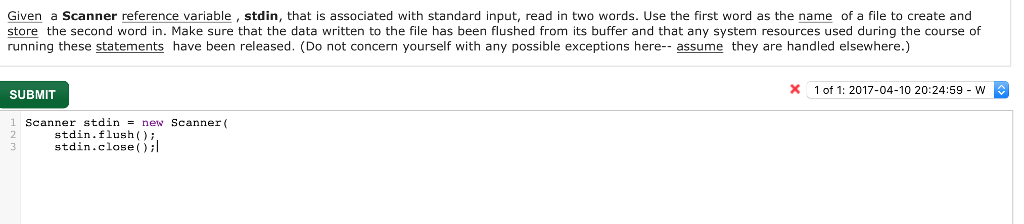 Solved Given a Scanner reference variable, stdin, that is | Chegg.com