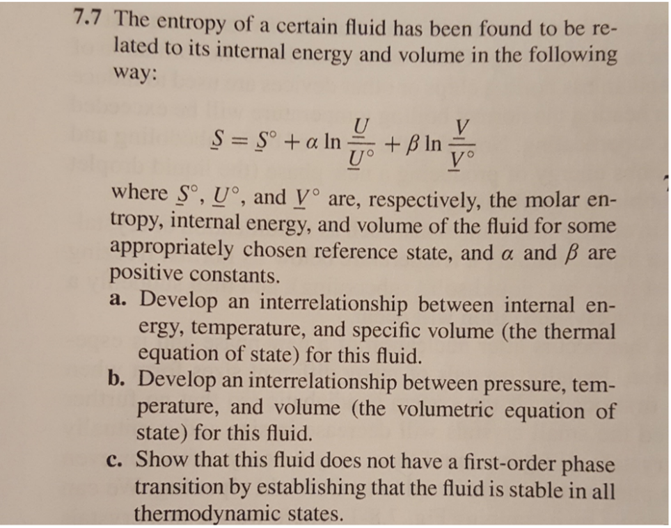 The entropy of a certain fluid has been found to be | Chegg.com