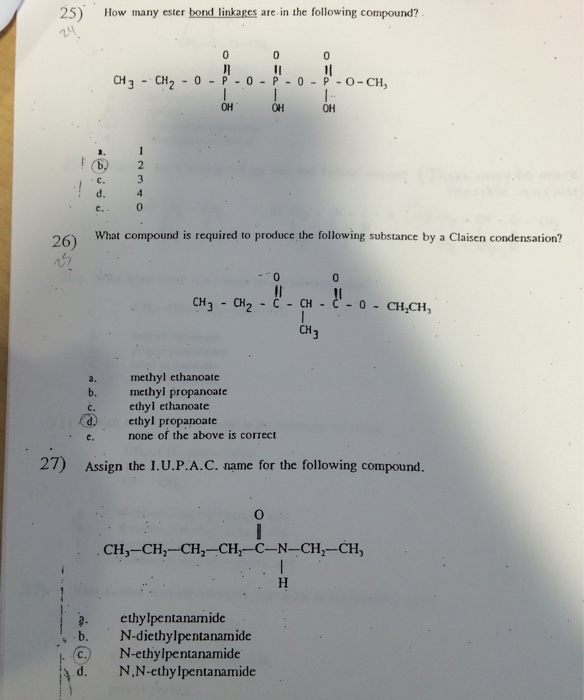 Solved How many ester bond linkages are in the following