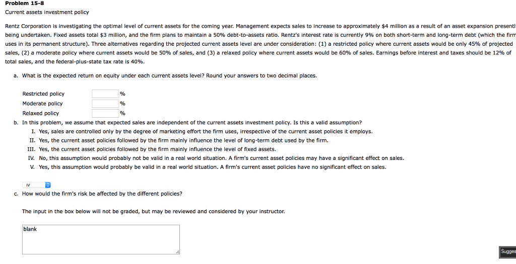 level of investment in current assets