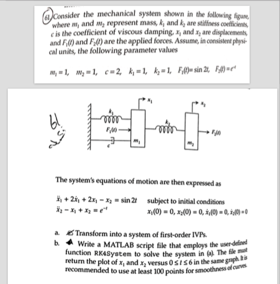 Solved Consider the mechanical system shown in the following | Chegg.com