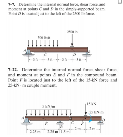 Solved 7-7. Determine the internal normal force, shear | Chegg.com