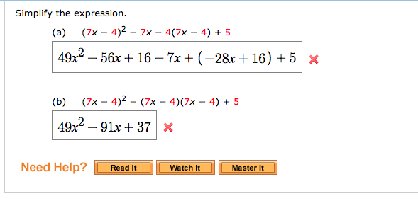 Solved Simplify the expression. (a) (7x - 4)--7x - 4(7x - 4) | Chegg.com