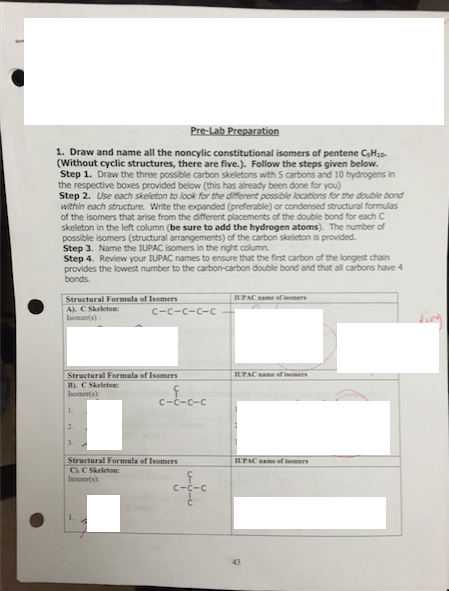 Solved Pre-Lab Preparation 1. Draw and name all the noncylic | Chegg.com