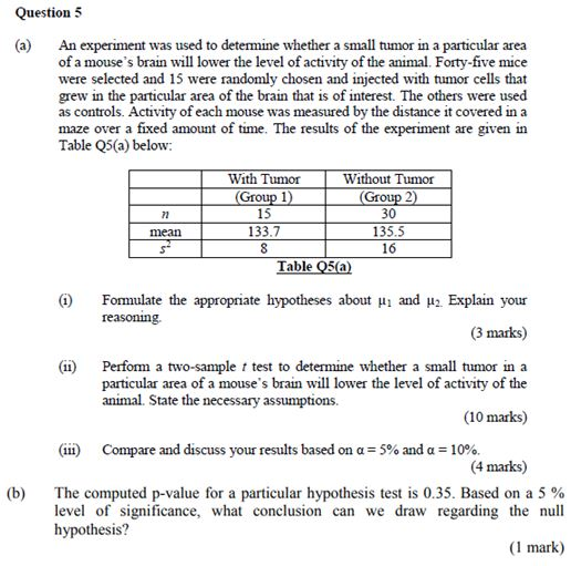 Solved Question 5 An Experiment Was Used To Determine | Chegg.com