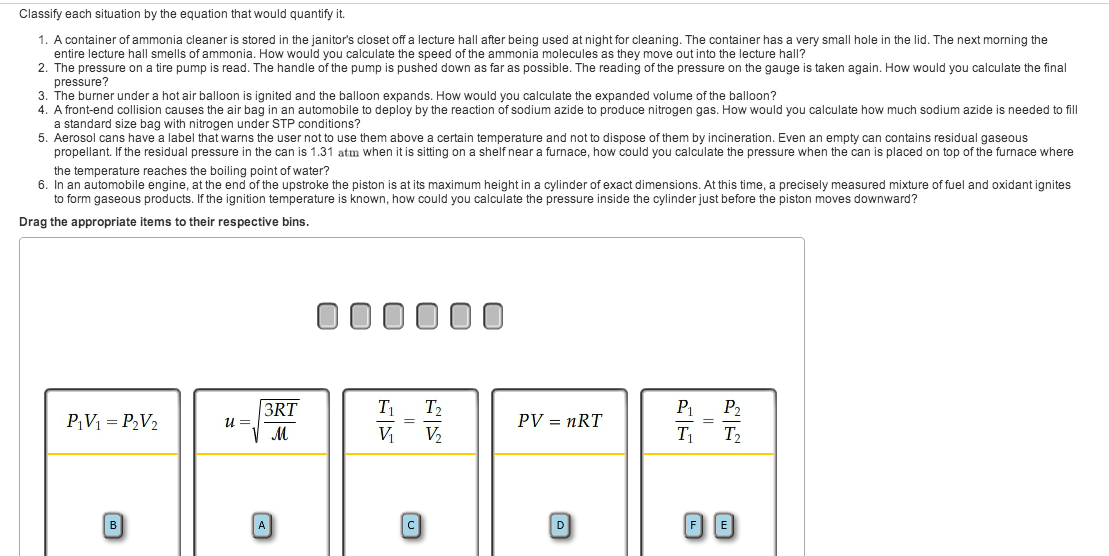 Solved Classify each situation by the equation that would