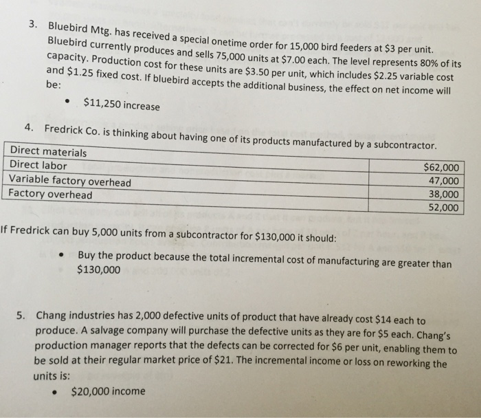 Solved Bluebird Mtg received a special order for