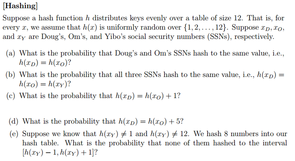 Suppose A Hash Function H Distributes Keys Evenly 5021