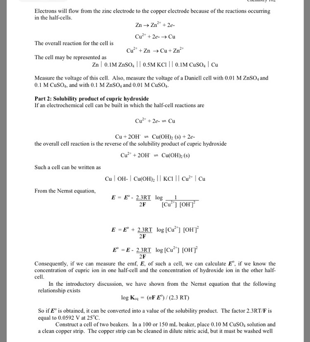 Solved MENT 7A Electrochemical Cells INTRODUCTION If a | Chegg.com