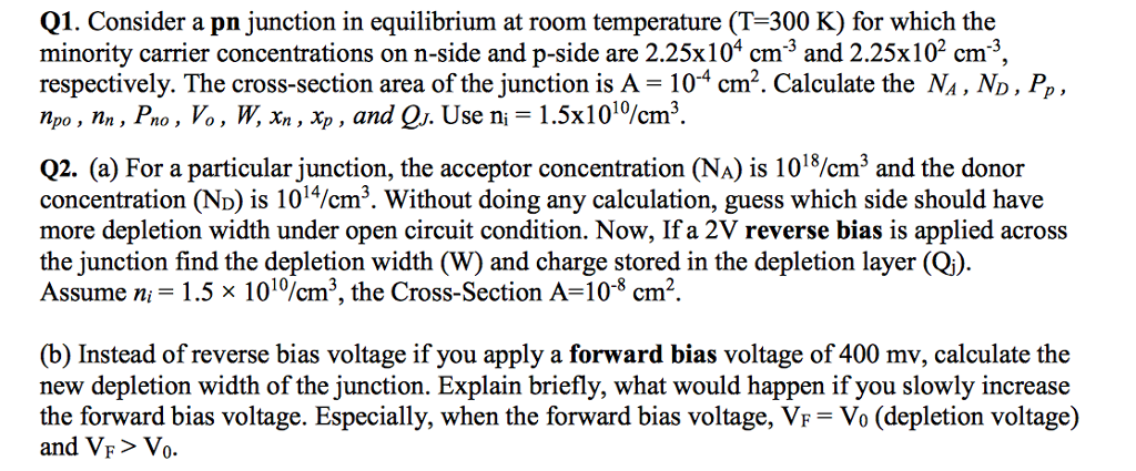Solved Q1. Consider a pn junction in equilibrium at room | Chegg.com
