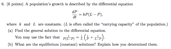 Solved A Population's Growth Is Described By The | Chegg.com
