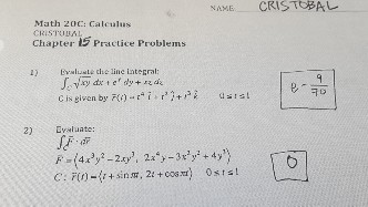 Solved CRISTOBAL NAME Math 20 Calculus Chapter 15 Practice | Chegg.com