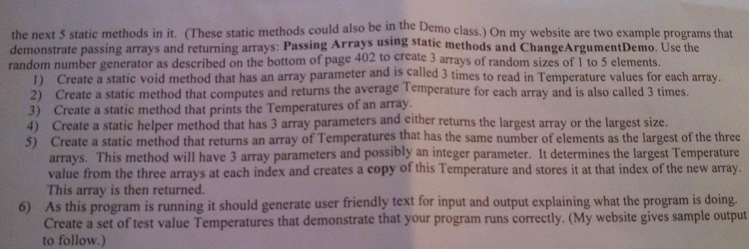Solved Using the following create the nessecary static | Chegg.com