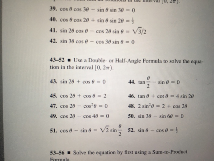 sin 2 theta equal to cos 3 theta