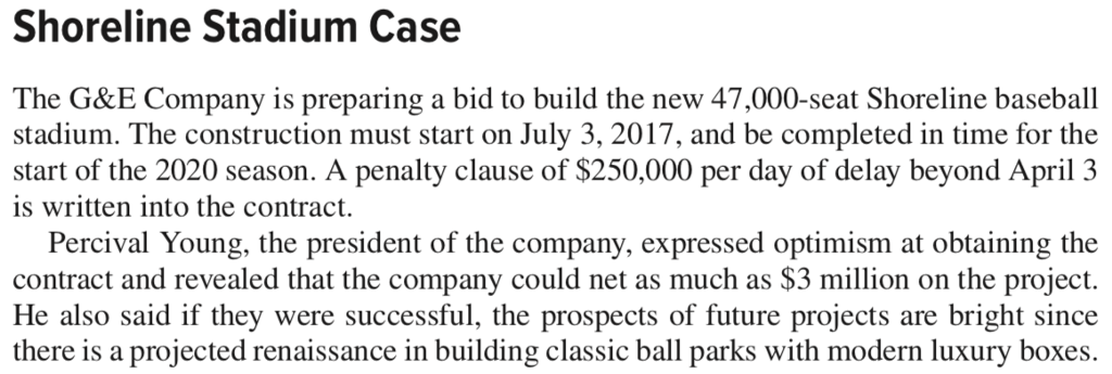 Solved Shoreline Stadium Case The G&E Company Is Preparing A | Chegg.com