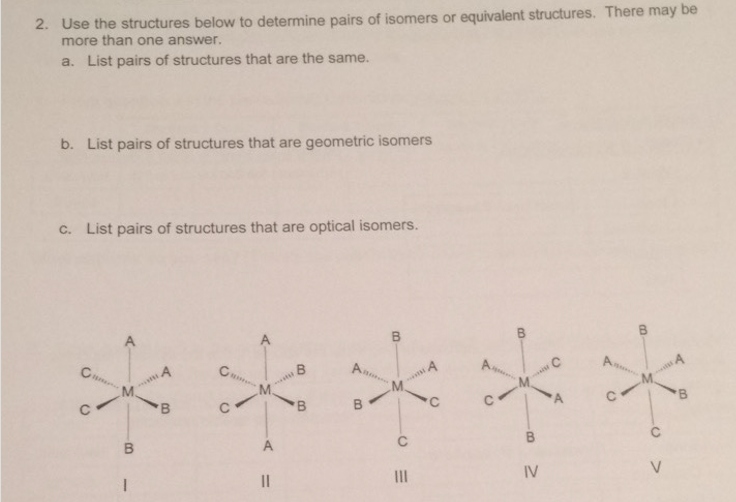 Solved se the structures below to determine pairs of isomers | Chegg.com