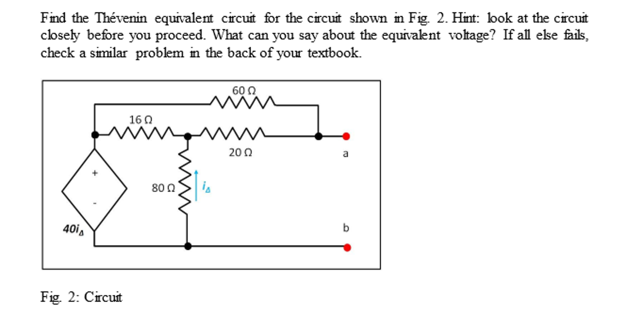 Solved Find The Thevenin Equivalent Circuit For The Circuit | Chegg.com