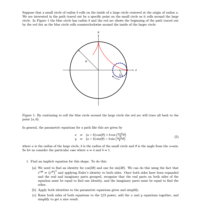 Solved Suppose that a small circle of radius b rolls on the | Chegg.com