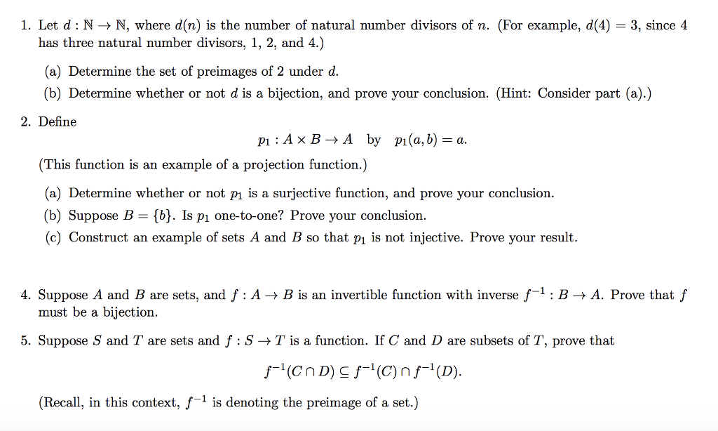 Solved I. Let d : N → N, where d(n) is the number of natural | Chegg.com