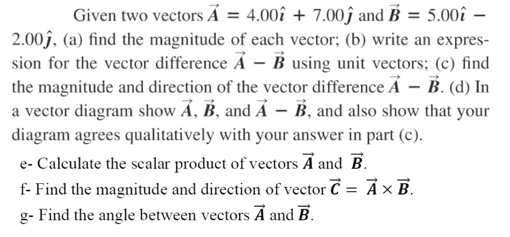 Given The Vector A⃗ 4 00i 7 00j Find The Magnitude Of The Vector