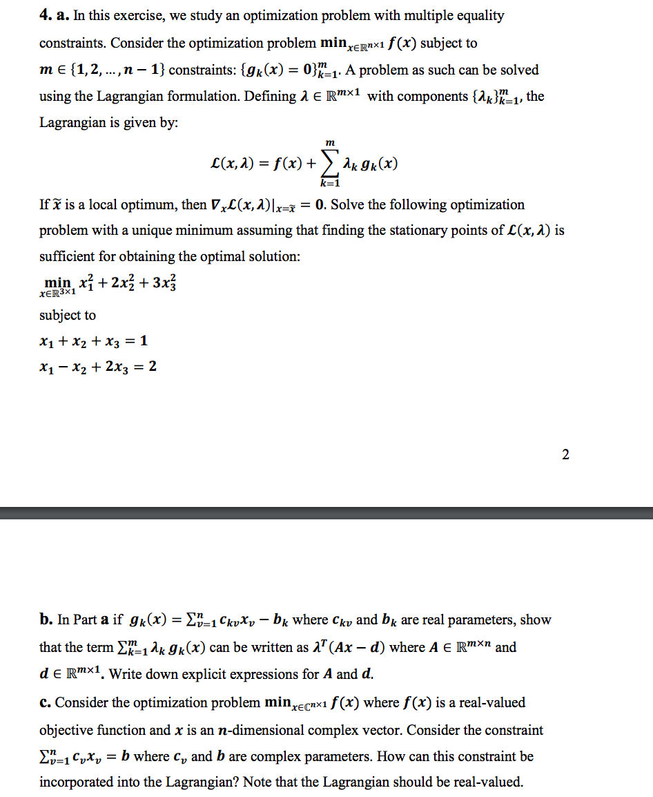 Solved In this exercise, we study an optimization problem | Chegg.com