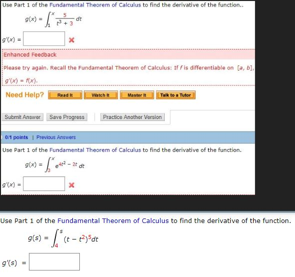 Solved Use Part 1 of the Fundamental Theorem of Calculus to | Chegg.com
