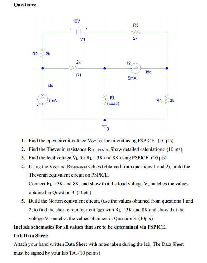 Solved Find the open circuit voltage Voc for the circuit