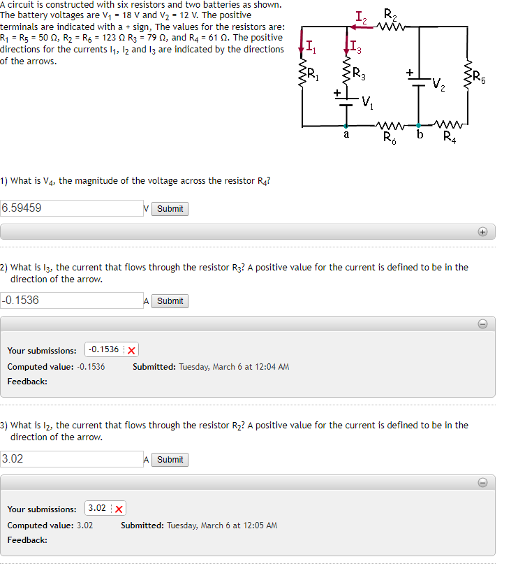 Solved A Circuit Is Constructed With Six Resistors And Two | Chegg.com