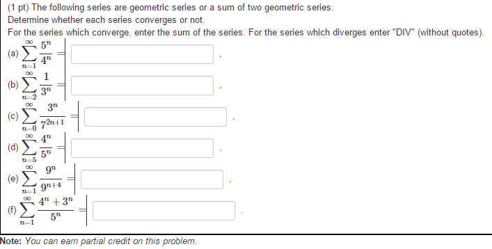 Solved The following series are geometric series or a sum of | Chegg.com