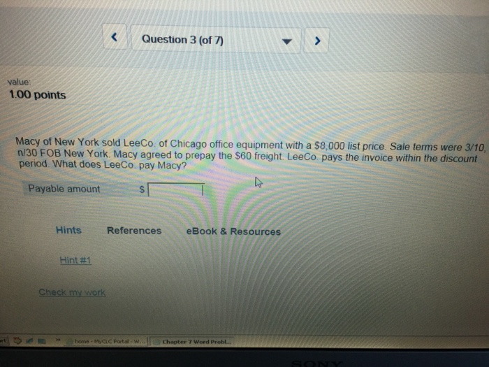 Solved Macy of New York sold LeeCo. Of Chicago office