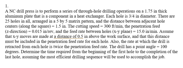 Solved A NC drill press is to perform a series of | Chegg.com