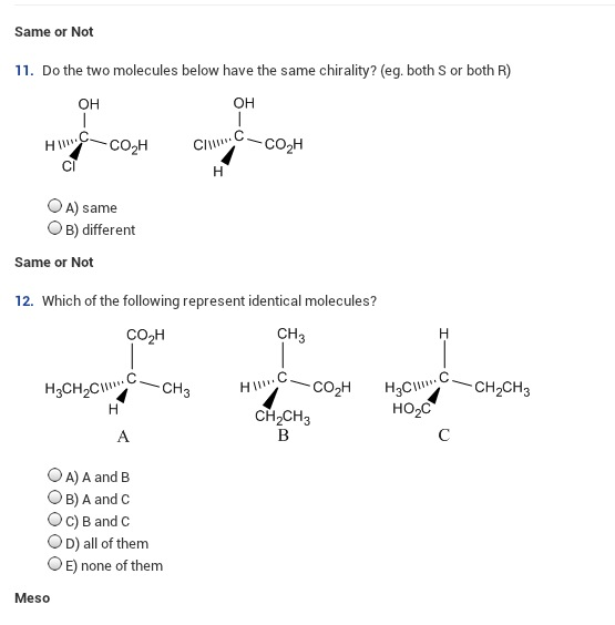 Solved Do the two molecules below have the same chirality? | Chegg.com